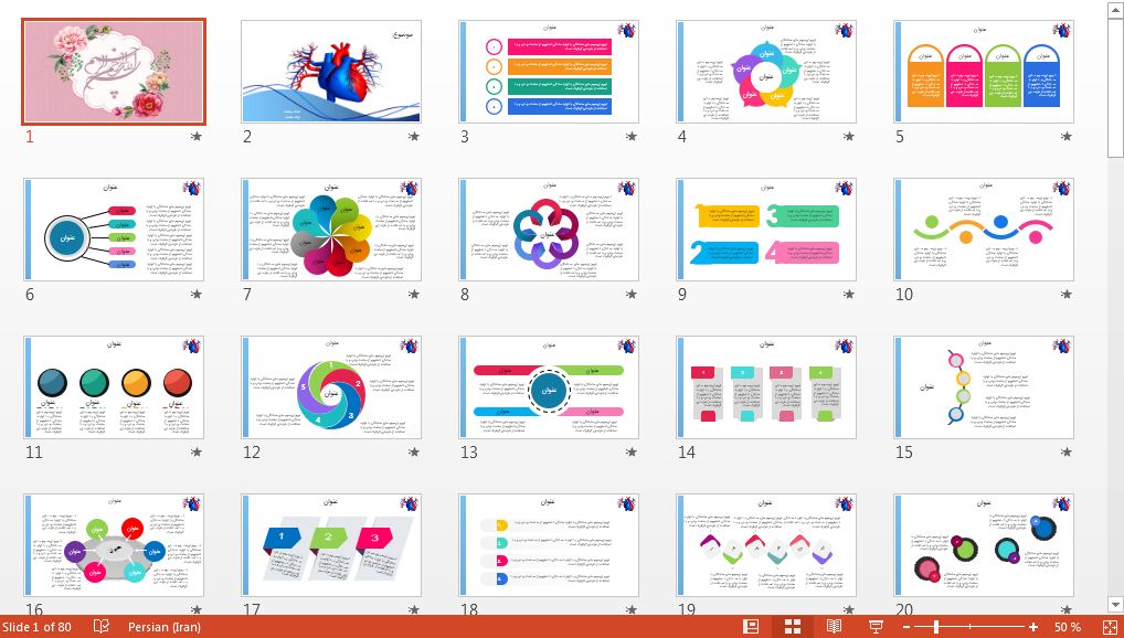 کامل ترین قالب پاورپوینت حرفه ای قلب